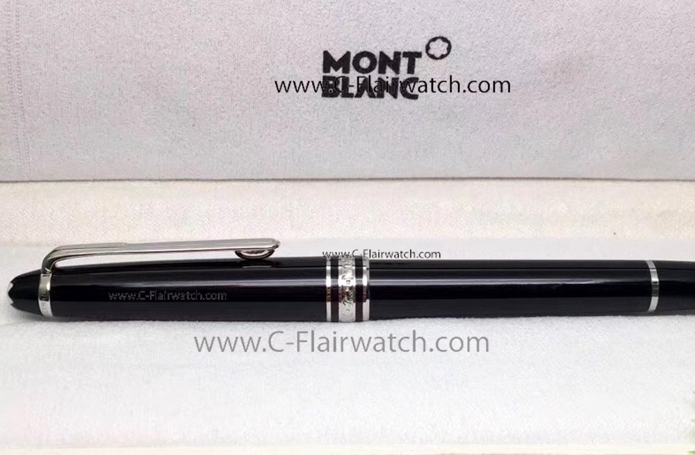 Copy Montblanc Classique 163 Fountain Pen / Black and Silver Copy Montblanc Classique 163 Fountain Pen / Black and Silver